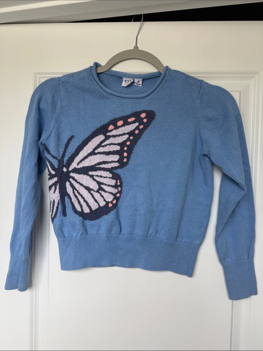 Girls GapKids Blue Butterfly Sweater Size Medium 7/8